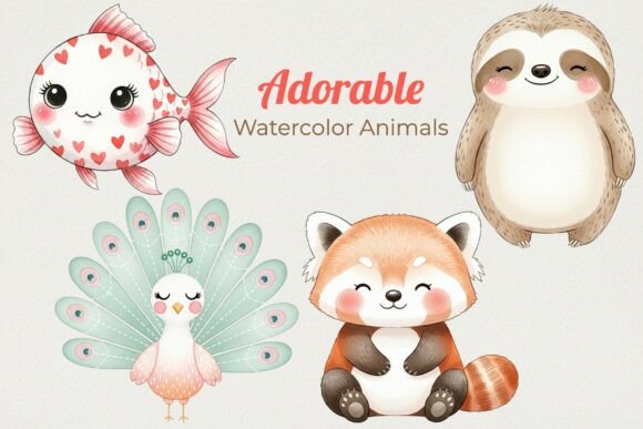 Download Cute Watercolor Animal Clipart - Cute watercolor Collection