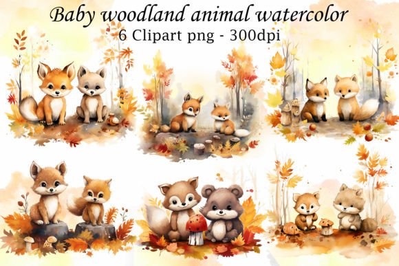 Download Autumn Woodland Baby Animals Watercolor - Woodland baby animals Collection