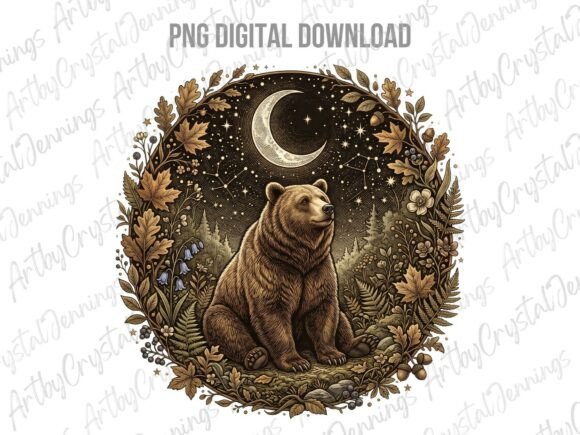 Download Celestial Moon Bear Forest Animal PNG - Moon Collection